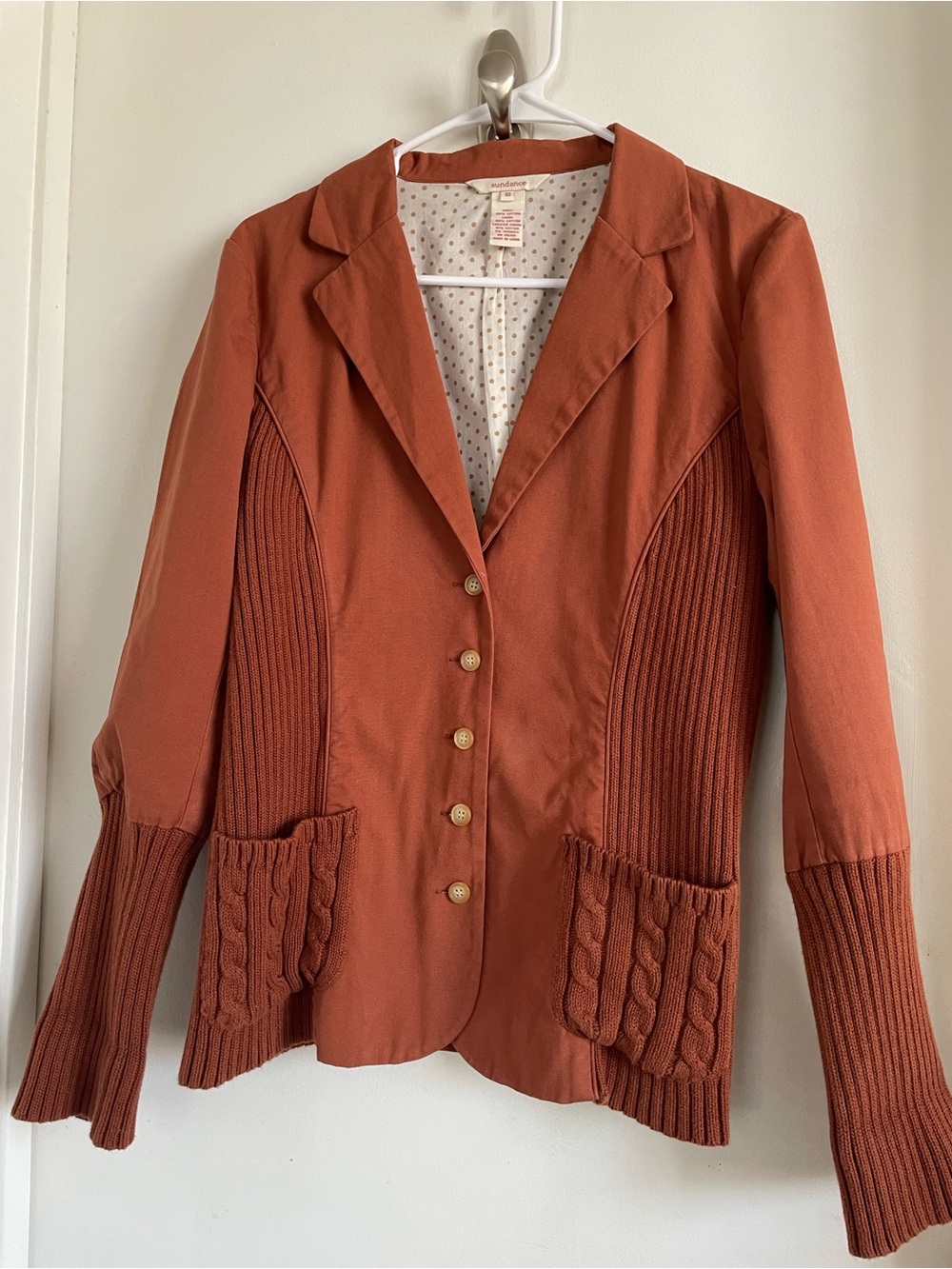 NEW W/O TAGS Sundance Rust Knit-Panel Blazer